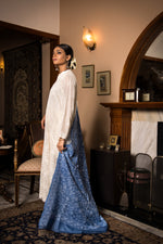 Load image into Gallery viewer, Aafrinish Zooni Sheikh Zooni-Sheikh Embroidery Pakistan Fashion Aafrinish cutwork kurta white double georgette chiffon blue kantha dupatta duppata fashion Carved Furniture Persian Rugs
