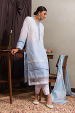 Load image into Gallery viewer, Aafrinish by Niazi Ekra Faiz Elegant Cool Blue Shaded Chikankari Kurta Nadir Toosy
