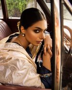 Load image into Gallery viewer, Aafrinish Zooni Sheikh Zooni-Sheikh Embroidery Pakistan Fashion Aafrinish chikankari kurta Midnight Blue tussar silk kurta hand embroidery offwhite-white kantha dupatta duppata fashion Mercedes-Benz 1970 Aafrinish-by-Niazi
