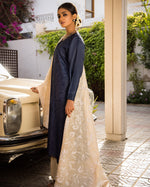 Load image into Gallery viewer, Aafrinish Zooni Sheikh Zooni-Sheikh Embroidery Pakistan Fashion Aafrinish chikankari kurta Midnight Blue tussar silk kurta hand embroidery offwhite-white kantha dupatta duppata fashion Mercedes-Benz 1970 Aafrinish-by-Niazi
