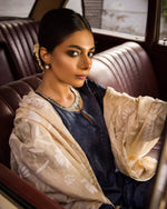 Load image into Gallery viewer, Aafrinish Zooni Sheikh Zooni-Sheikh Embroidery Pakistan Fashion Aafrinish chikankari kurta Midnight Blue tussar silk kurta hand embroidery offwhite-white kantha dupatta duppata fashion Mercedes-Benz 1970 Aafrinish-by-Niazi
