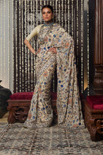 Load image into Gallery viewer, Aafrinish By Niazi Fouzia Aman Off white hand embroidered Kashida Kari Saree Old Havelli 
