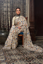 Load image into Gallery viewer, Aafrinish By Niazi Fouzia Aman Off white hand embroidered Kashida Kari Saree Old Havelli 
