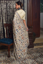 Load image into Gallery viewer, Aafrinish By Niazi Fouzia Aman Off white hand embroidered Kashida Kari Saree Old Havelli 
