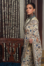 Load image into Gallery viewer, Aafrinish By Niazi Fouzia Aman Off white hand embroidered Kashida Kari Saree Old Havelli 
