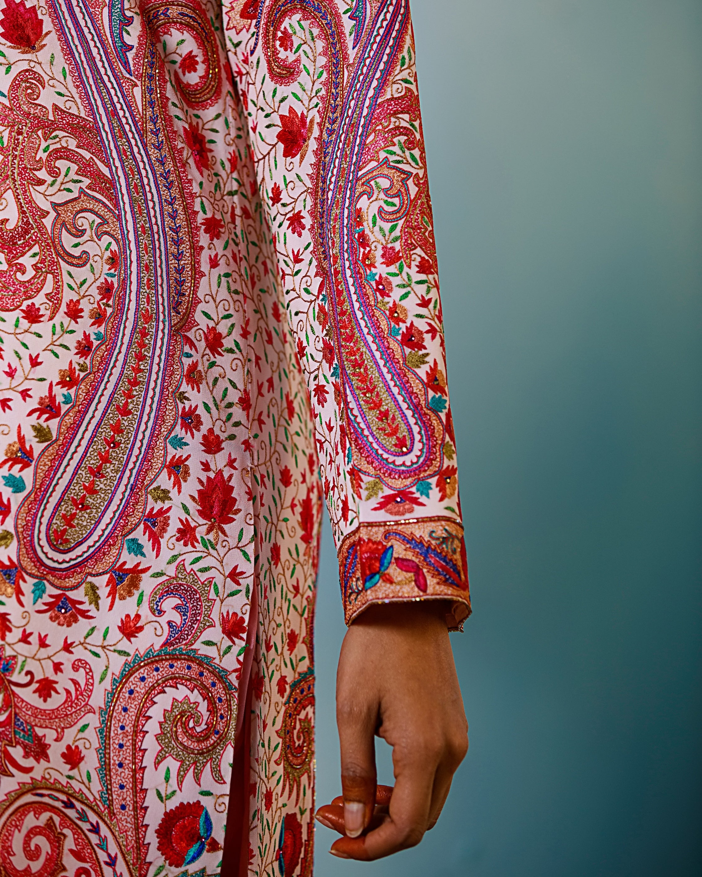 Jacket Embroidery Pakistan Fashion Aafrinish Pink Floral Paisley 