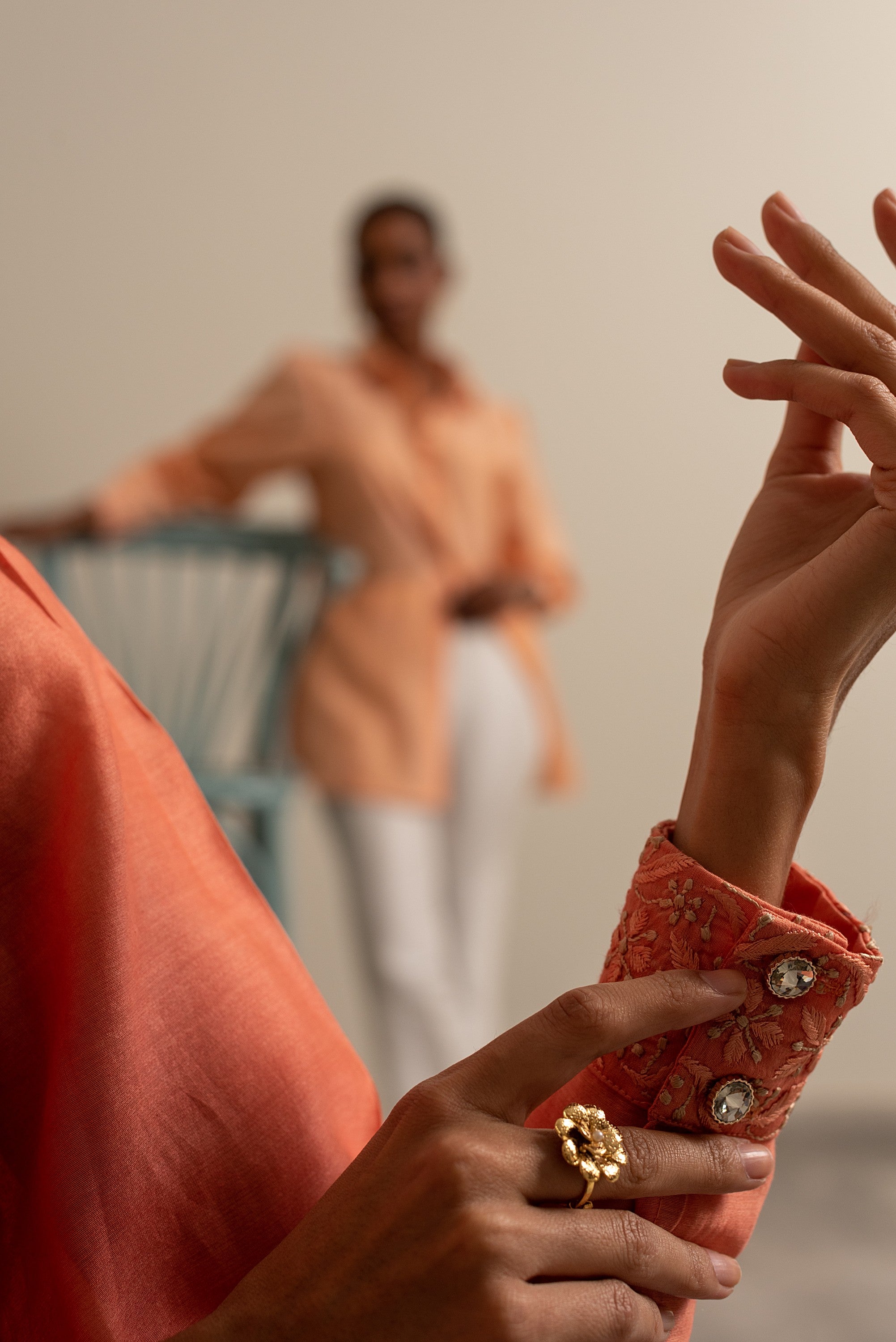 Coral Chikankari Top