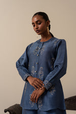 Load image into Gallery viewer, Dusky Blue Chikankari Top
