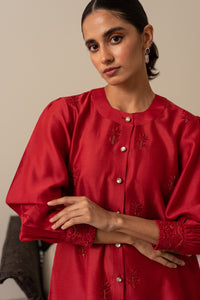 Deep Red Chikankari Top