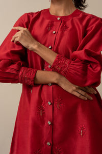 Deep Red Chikankari Top