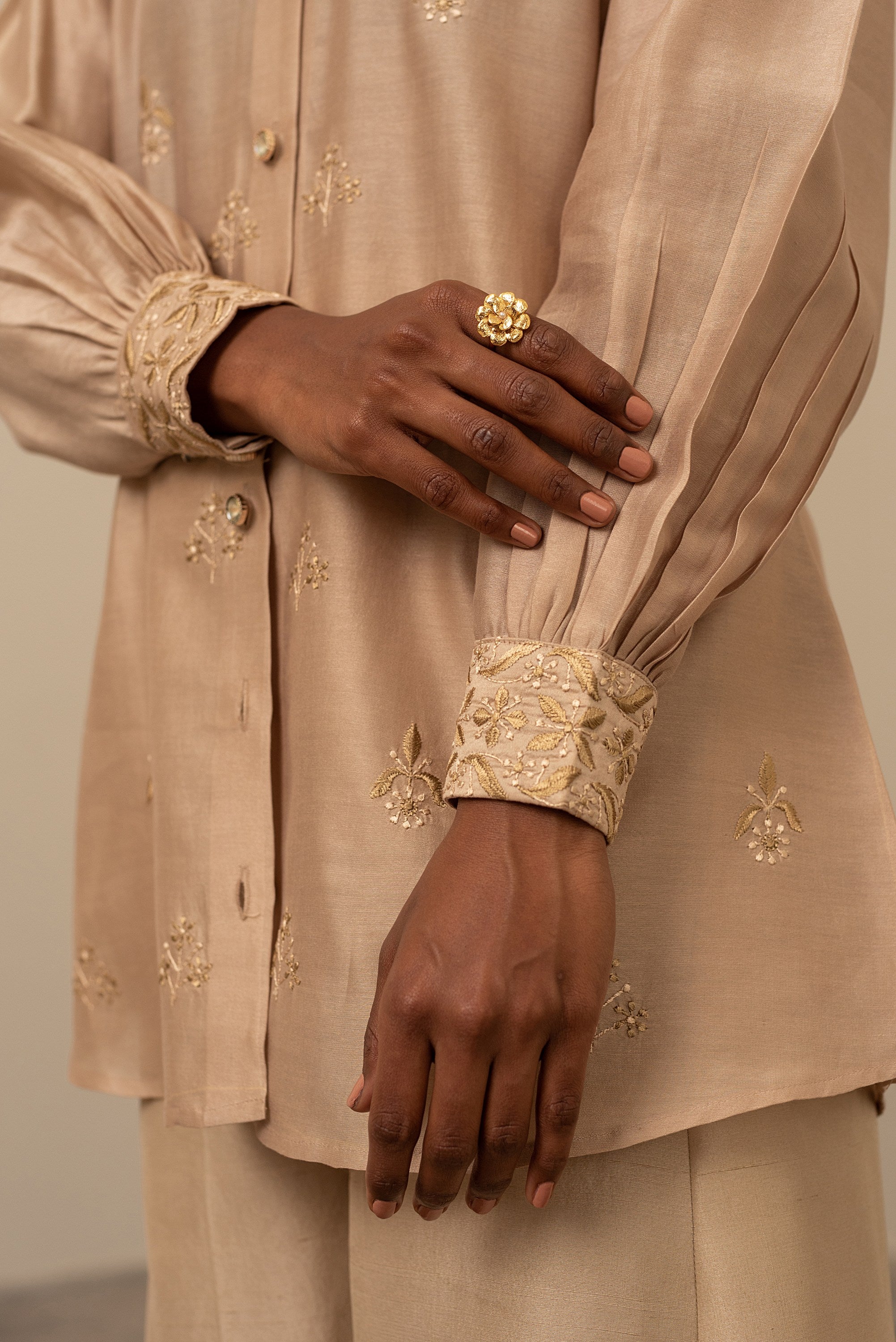 Beige Chikankari Top