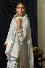 Load image into Gallery viewer, White &amp; Silver Chikankari Kurta &amp; Dupatta
