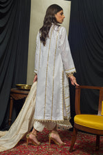 Load image into Gallery viewer, White &amp; Dull Gold Chikankari Kurta &amp; Dupatta
