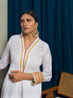 Load image into Gallery viewer, White &amp; Multicolor Chikankari Kurta &amp; Dupatta
