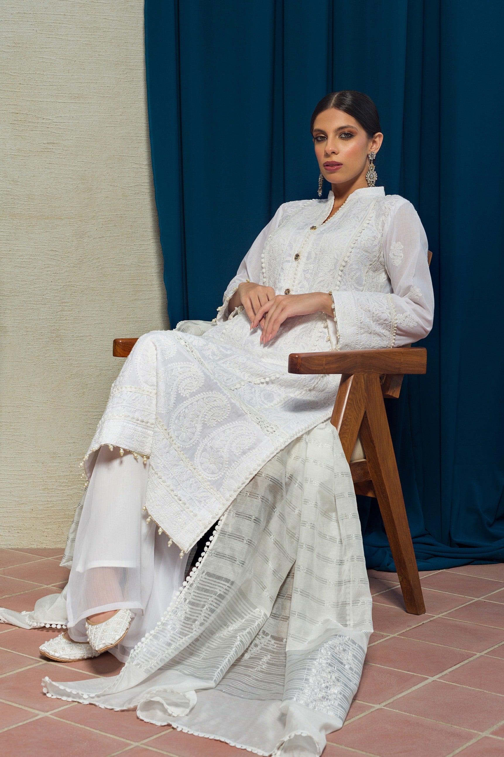 White on White Chikankari Kurta & Dupatta