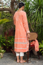 Load image into Gallery viewer, Aafrinish by Niazi Ekra Faiz Elegant Coral Chikankari and Mirror Work Kurta Nadir Toosy
