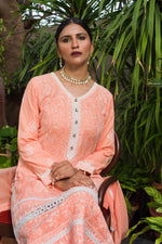 Load image into Gallery viewer, Aafrinish by Niazi Ekra Faiz Elegant Coral Chikankari and Mirror Work Kurta Nadir Toosy
