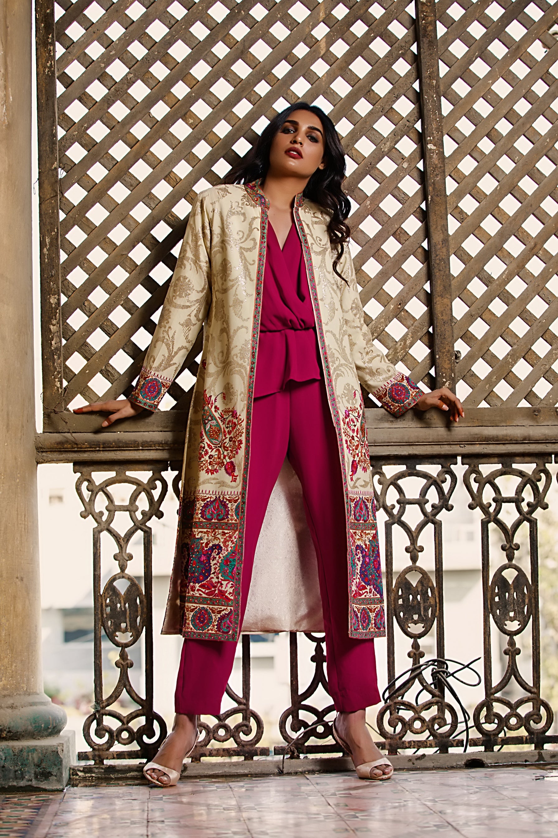 Ivory Sequins Jacket Aafrinish by Niazi