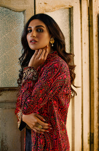 aafrinish Aamna Ilyas Pakistan model black and pink floral jacket black dress old ruin